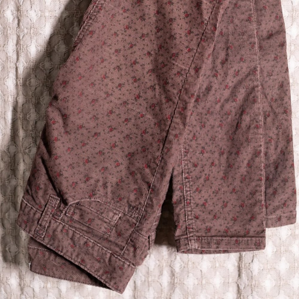 Free People Corduroy Skinnies, Gently Worn Sz. 26, Super rare floral print!